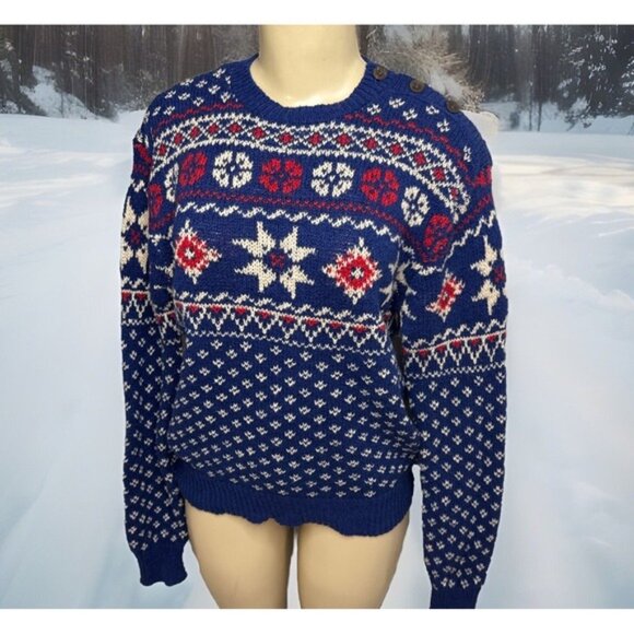 Ralph Lauren Sweaters - Vintage Polo Ralph Lauren Sweater Nordic Fair Isle Linen Cotton Blend Women Sz S